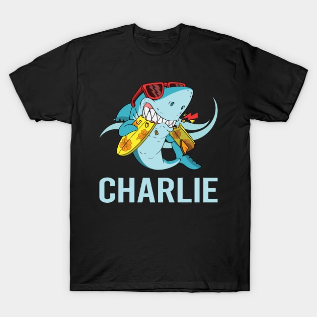 Funny Shark - Charlie Name T-Shirt by songuk